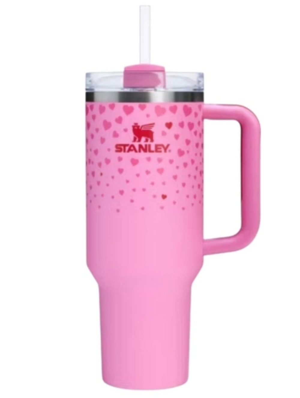 Stanley 40 oz Stainless Steel H2.0 Quencher Tumbler Pink Hearts Valentine's Day